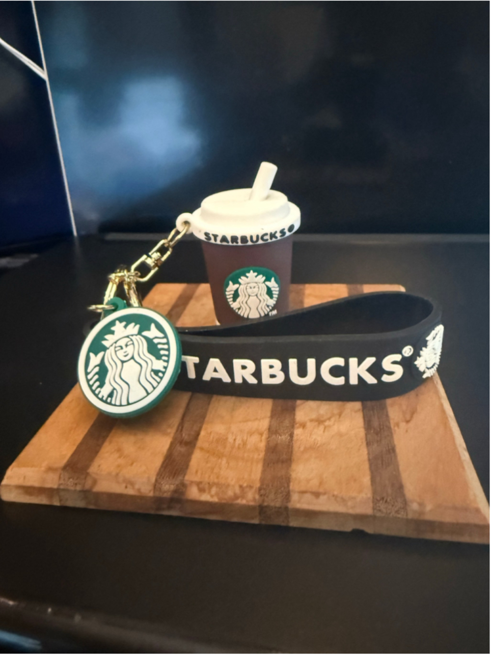 NEW Starbucks Mini Cold Cup Wristlet Keychain Bag Charm – Brown and Gold - Picture 4 of 5